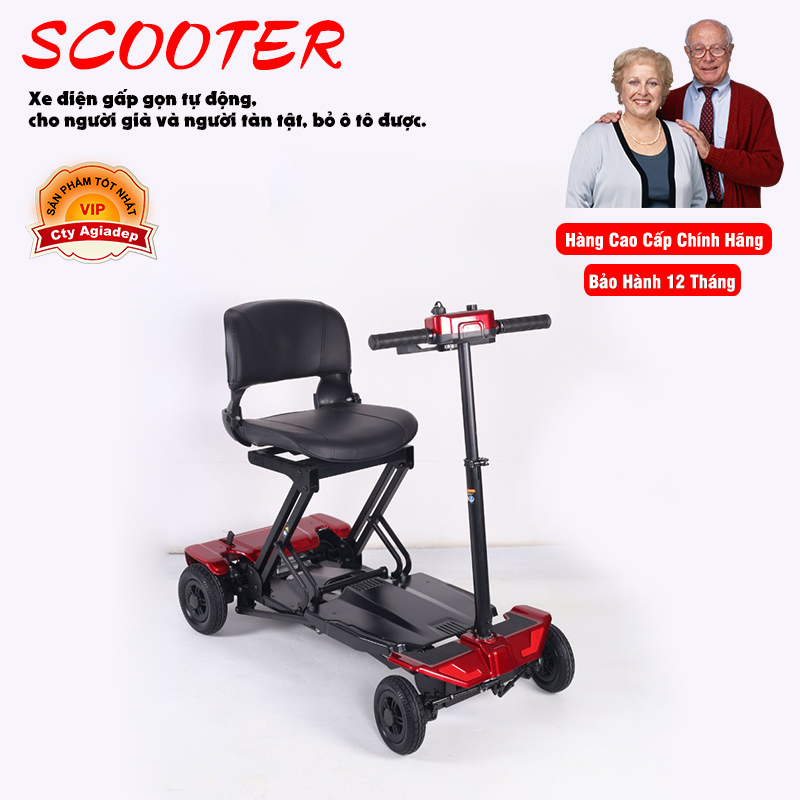 Xe điện scooter gấp gọn tự động cho người già và người tàn tật bỏ ô tô được