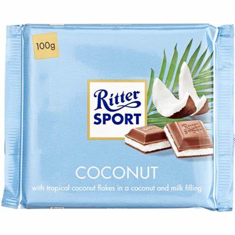 Socola Hạt Phỉ, Coconut, Butter Biscuit , Marzipan, Peppermint, Whole Hazelnuts Ritter Sport 100g