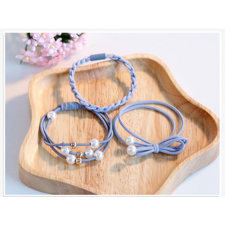 Bộ 12 dây thun cột tóc nữ phong cách Hàn Quốc cao cấp