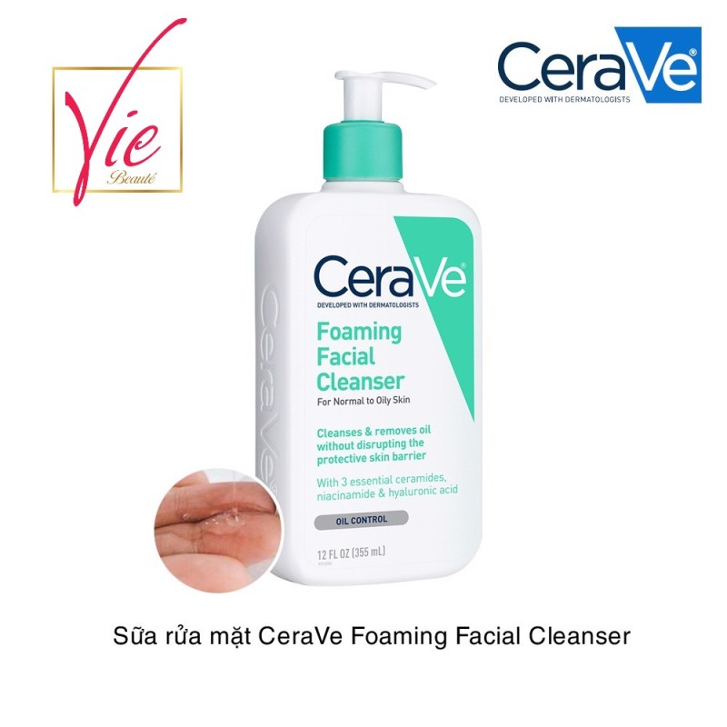 Sữa Rửa Mặt Cerave foaming facial cleanser Cho Da Dầu, Gel Cerave foaming facial cleanser nhập khẩu