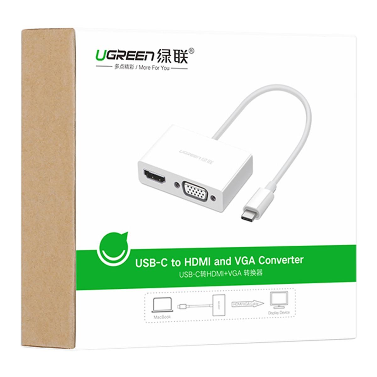 Cáp chuyển USB Type C To HDMI và VGA  Ugreen 30843