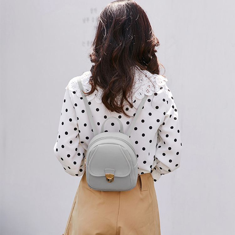 Balo Giả Da Mini Khóa Gài BL30 Xám Nhạt