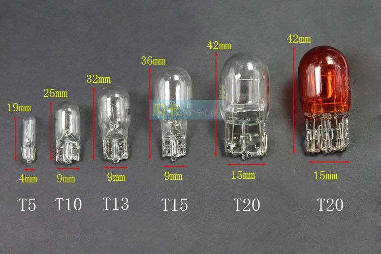 Bóng đèn T5, T10, T13, T15, T20 lắp cho bảng điều khiển ô tô, xe máy 12v. 24v nhiều màu