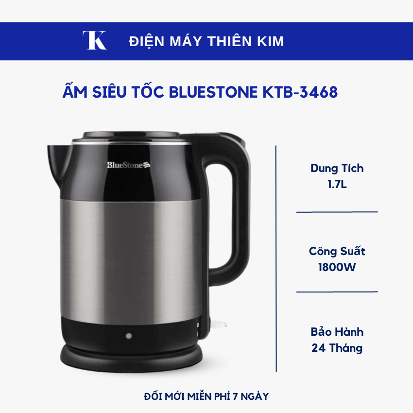 Ấm siêu tốc bluestone ktb-3468 - 1.7l 1800w - ấm đun nước siêu tốc - bảo hành 24 tháng toàn quốc