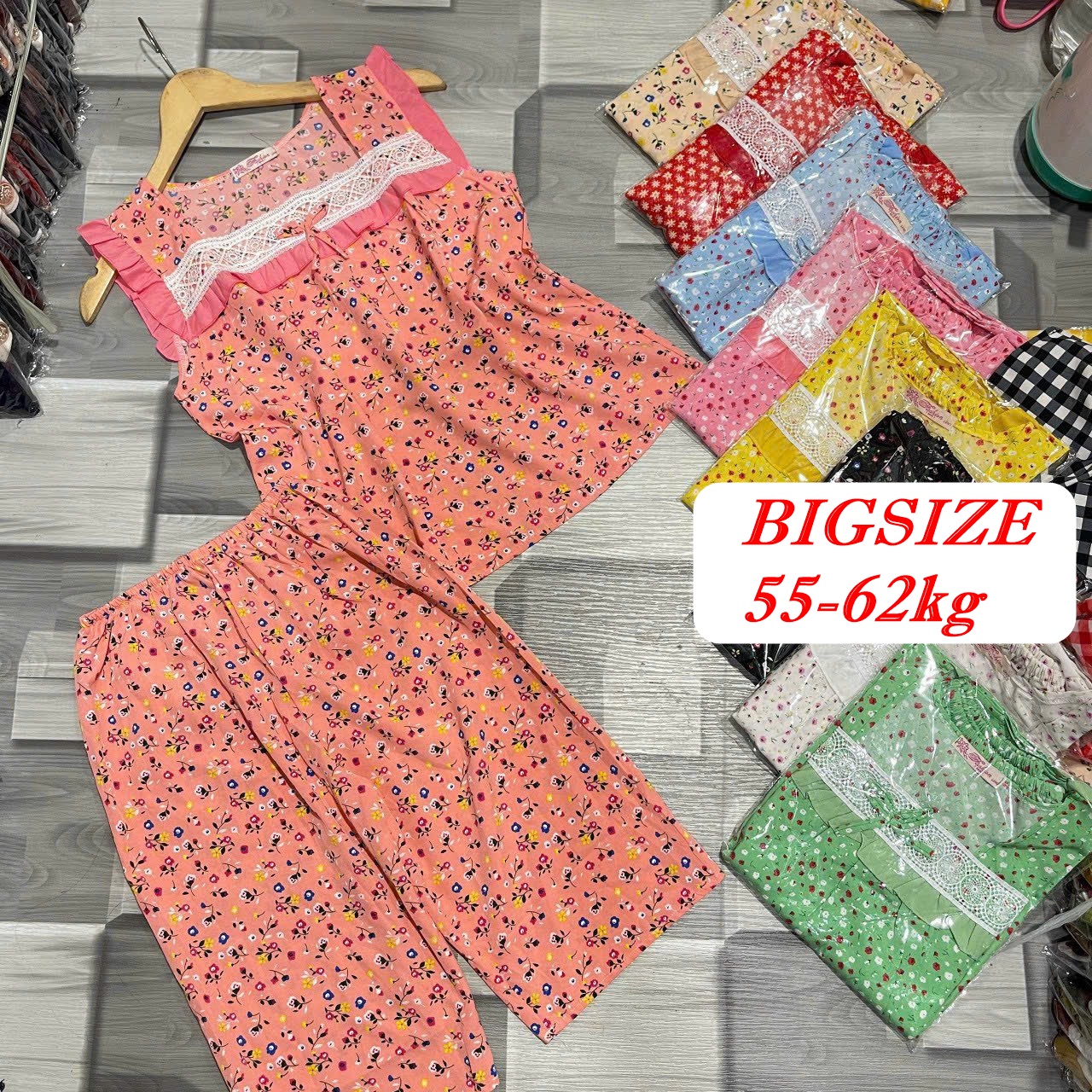 Bộ Lửng Chấm Bi Vải Lụa Hàn [Có 3 size M dưới 54 kg/ L: 55-62kg / XL 63-67 kg]- Đồ Bộ Lửng Nguyên Khánh Store