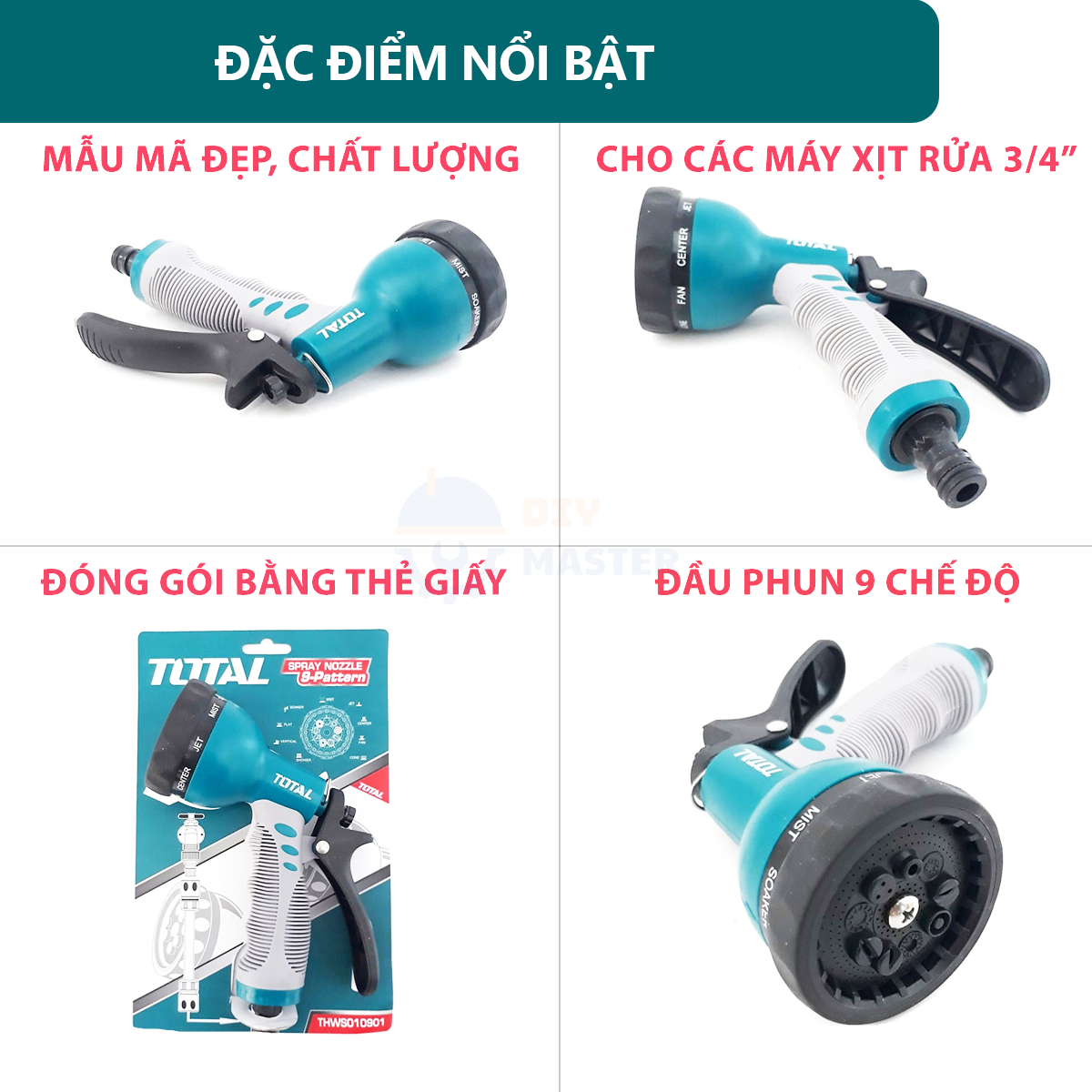 Vòi phun nước máy xịt rửa 3/4" TOTAL THWS010901