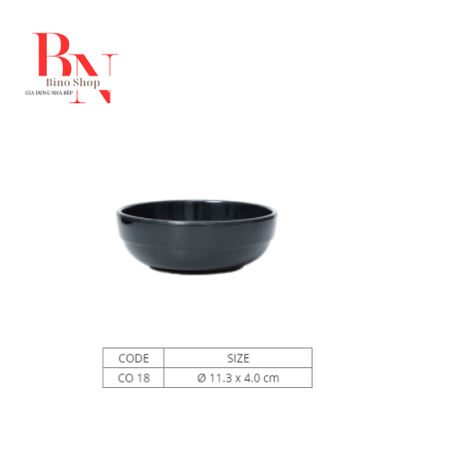 Chén Nhựa Melamine Đen Bóng Co18