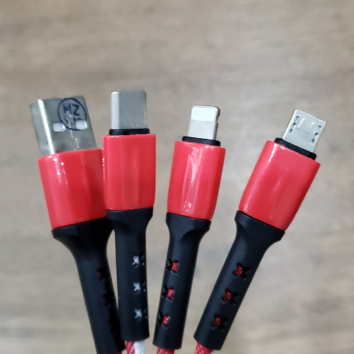 Cáp Sạc Ngắn 15cm 3 đầu LIghtning - TypeC - Micrro Dây dù