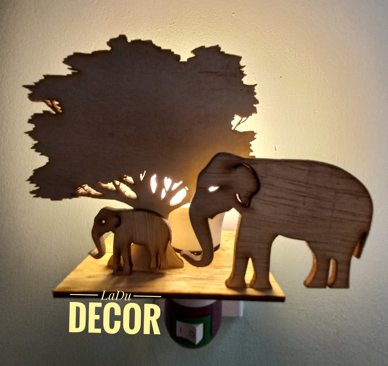[Tặng kèm dây điện] Đèn gỗ trang trí- LaDuDecor