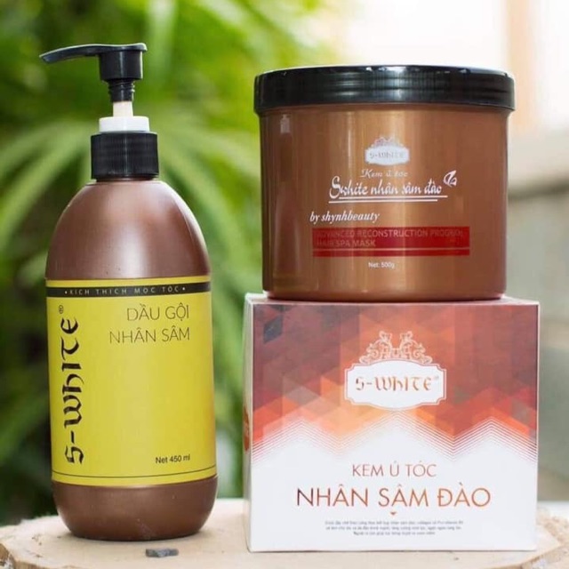 Combo nhỏ ủ và gội nhân sâm đào swhite