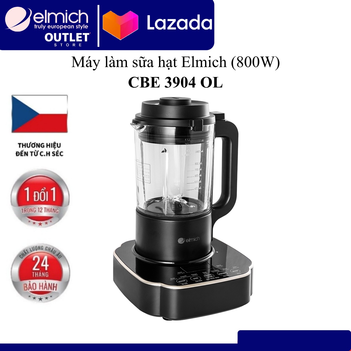 Máy làm sữa hạt Elmich 4023904OL ( Dung tích cối xay 1.2L, Công suất xay và nấu 800W, Bảo hành 24 tháng)