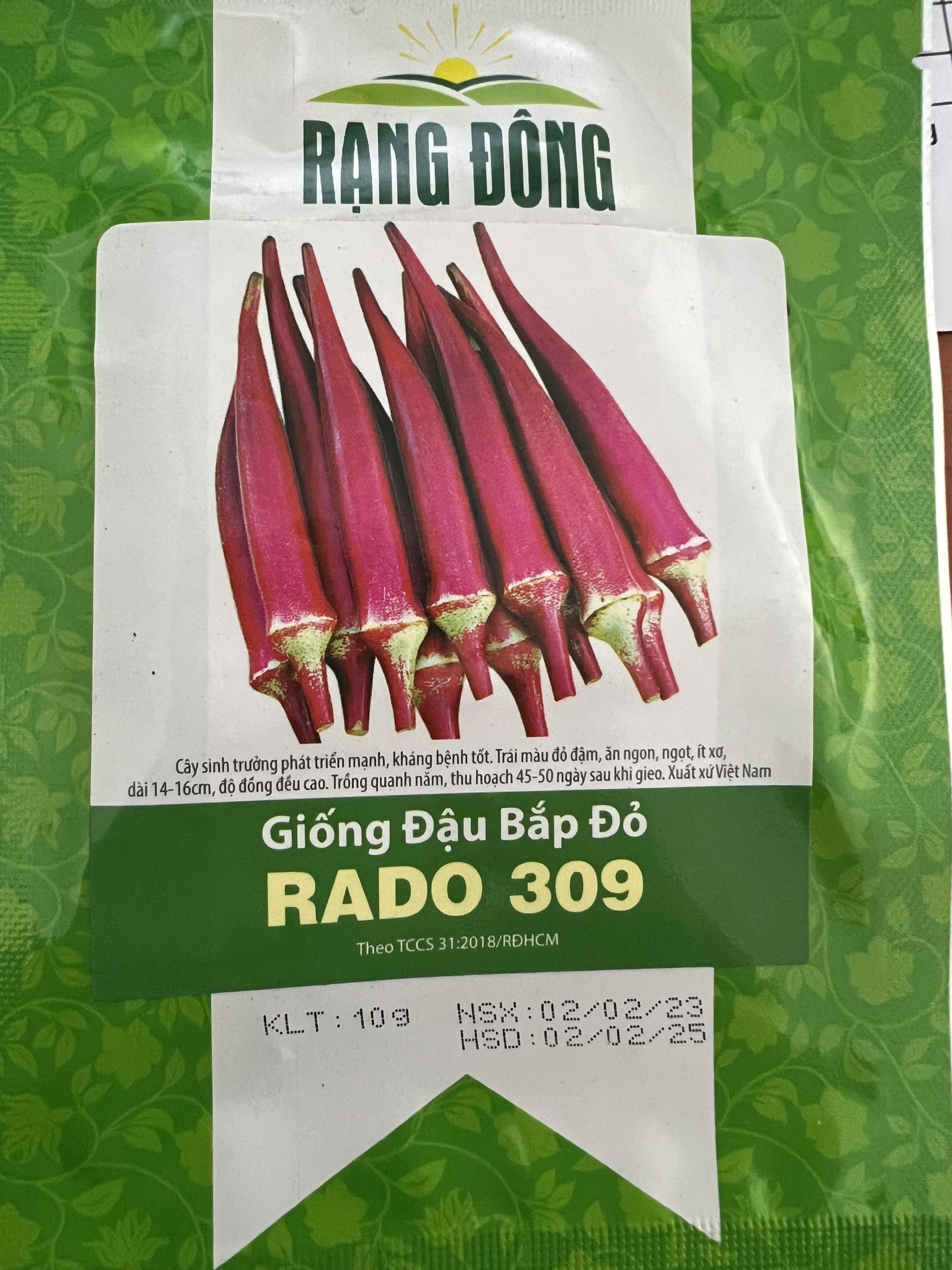 Hạt giống đậu bắp đỏ rado 309