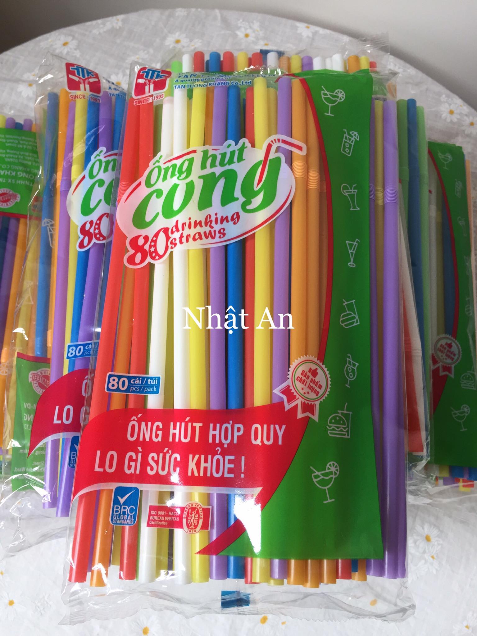 80 ống hút cong phi 6 dài 21 cm đủ màu sắc