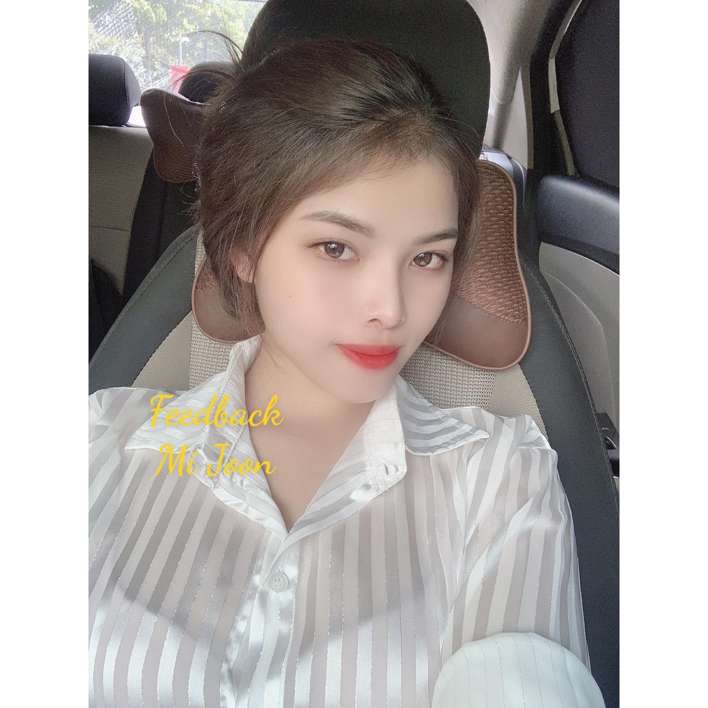 [ MI JOON ] Set áo sơ mi sọc tay dài quần lưng cao cá tính