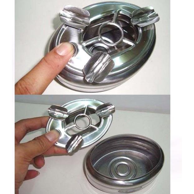 Gạt Tàn Thuốc Inox Nút Bấm Đóng Mở 2 ngăn