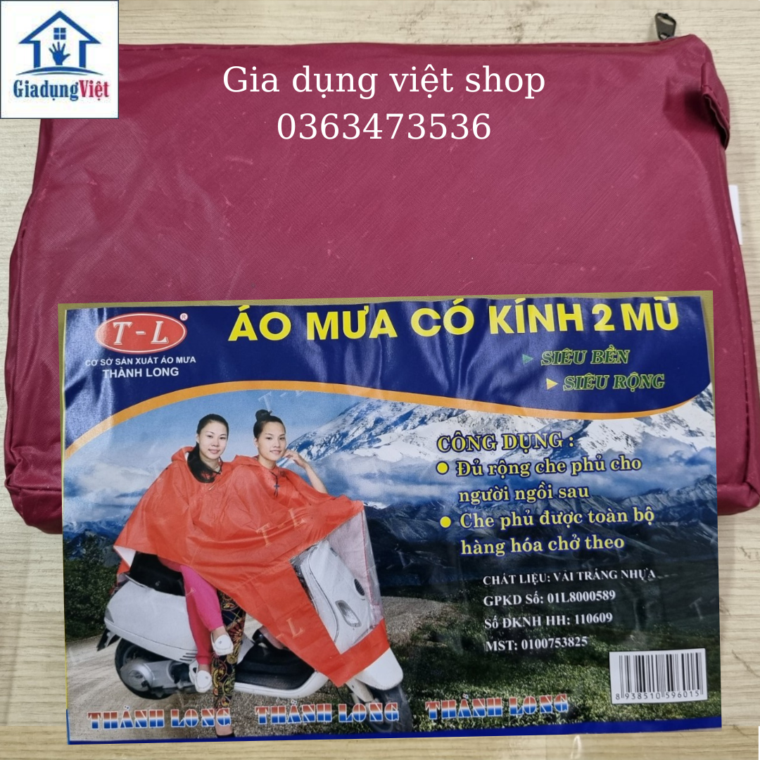Áo Mưa Cánh Dơi 2 Mũ Vải Dù Thành Long Siêu Bền