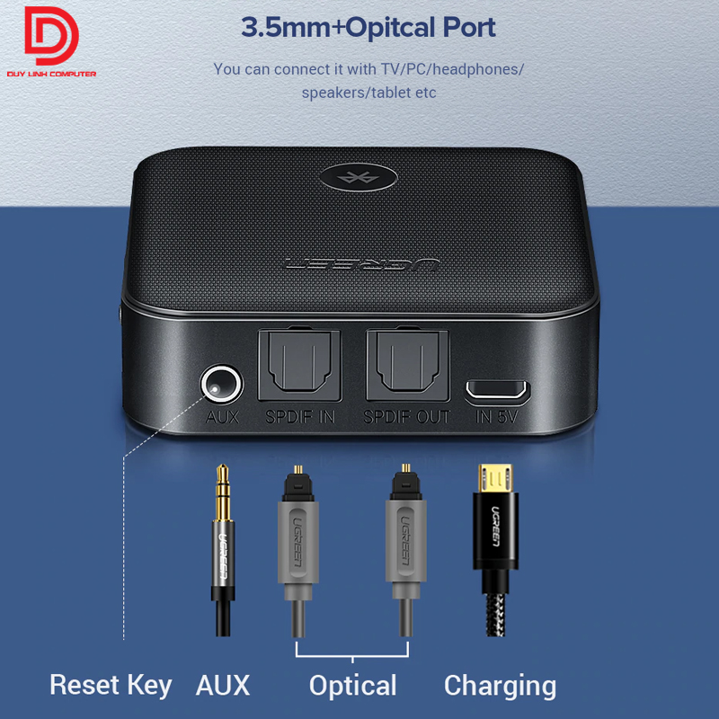 Bộ thu và phát Bluetooth 5.0 chuẩn SPDIF optical, AUX Ugreen 70158