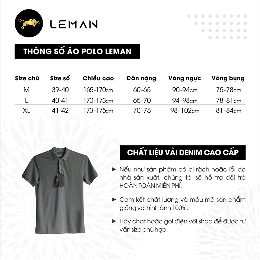 Áo thun Polo nam Leman xám trơn - Regular Form