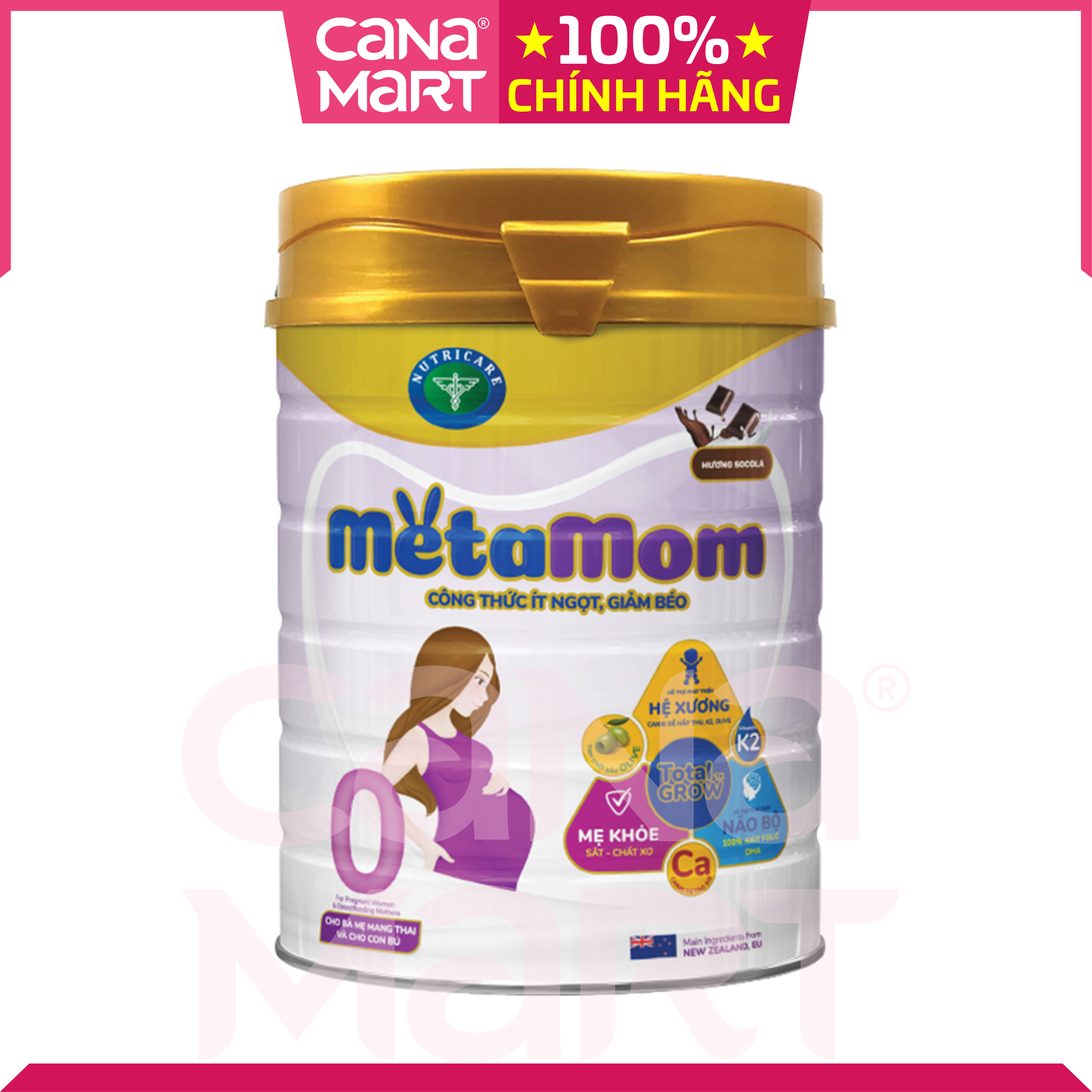 Sữa bột MetaMom vị socola dành cho phụ nữ mang thai và cho con bú 900gr
