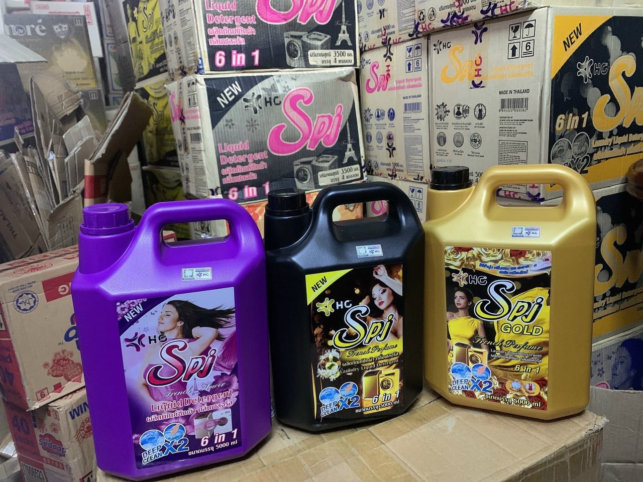 Nước giặt spj thái lan can 5lit 3 màu