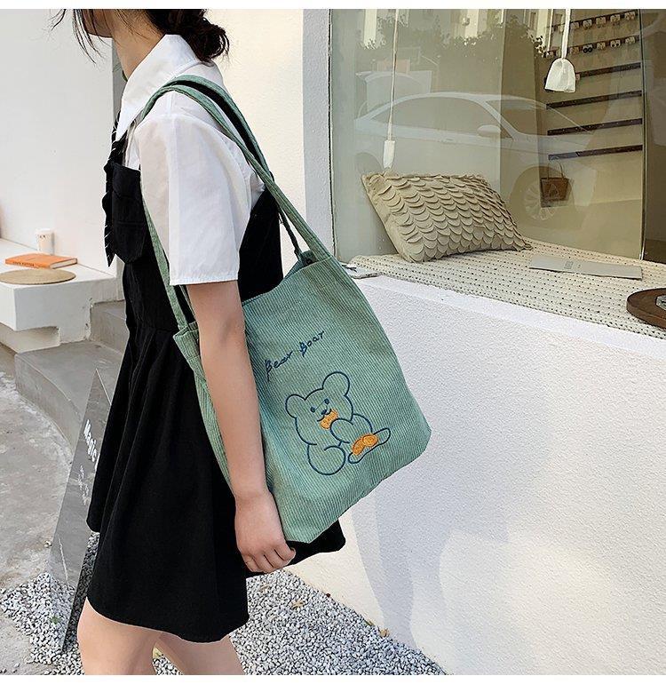 Túi Vải Nhung 2 Lớp Gấu Ăn Bánh Quy - 100style