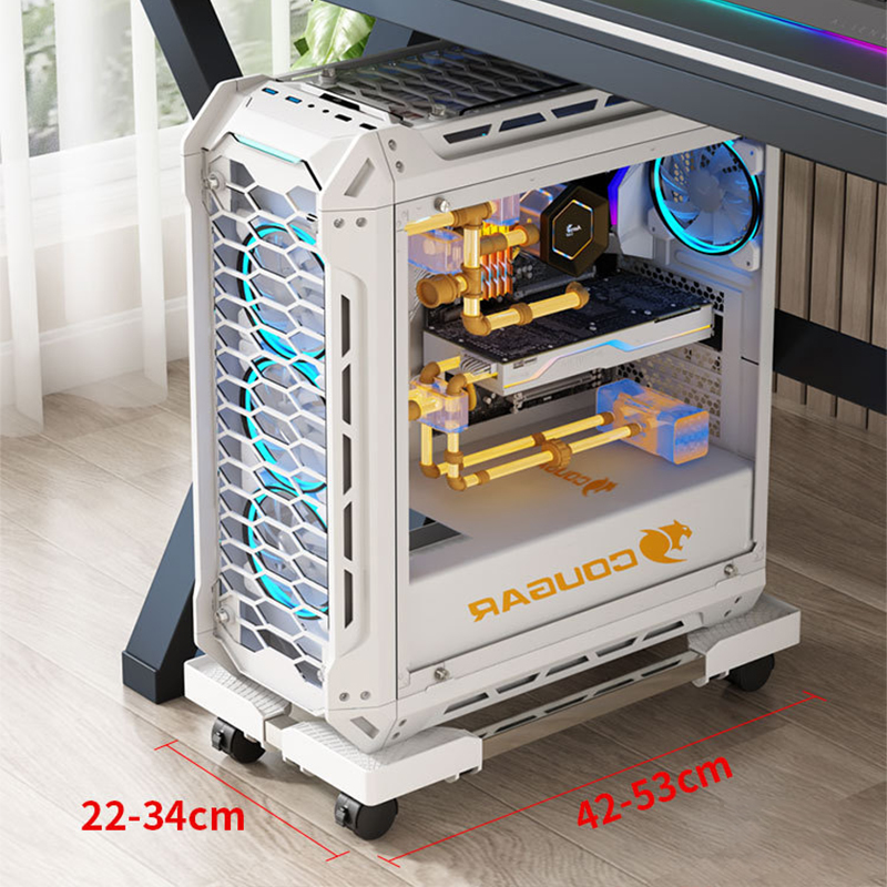 JJT PC base, width adjustable Computer stand, stand, stand, support, stand, computer base - Case CPU Holder Stand with Wheels for Computer Cases, computer stand Install strong wheels Fiber Tech Multipurpose Handleless Cart, Computer Host Bracket with Univ