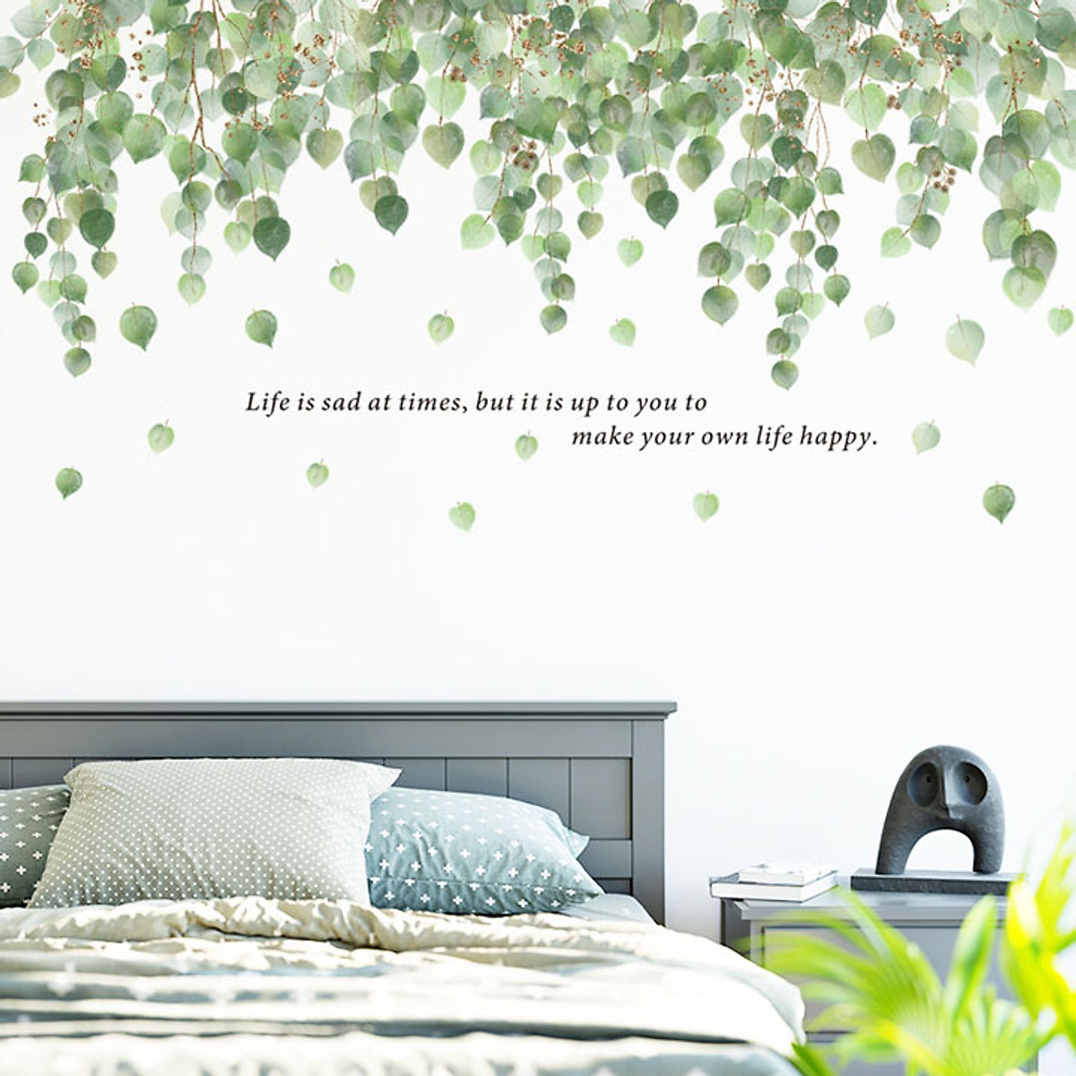 DECAL DÁN TƯỜNG TÁN LÁ XANH LIFE HAPPY