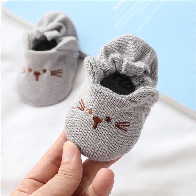 Giày tập đi vải len hình chuột cho bé