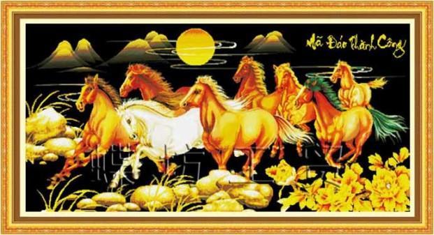 [HCM]Tranh thêu chữ thập Mã đáo thành công DLH-222365