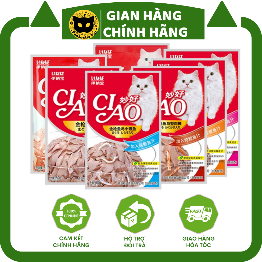 ⚡️THÙNG 24 GÓI⚡️ Pate mèo Ciao 60g (6 vị - có mix vị)