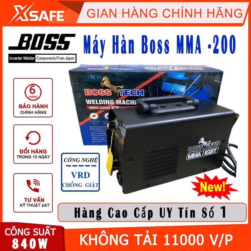 Máy hàn Boss MMA 200a hàng công ty chính hãng, Máy hàn điện tử Boss giá rẻ - Tặng bộ phụ kiện kèo theo - mua về là sử dụng luôn Laz Police