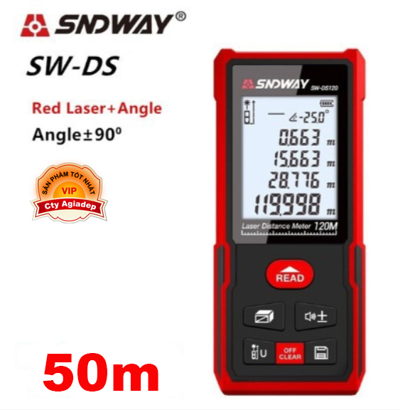 Thước đo khoảng cách Laser và đo góc siêu xịn bản Châu âu SNDWAY, thước đo tiện dụng, độ dài chuẩn xác