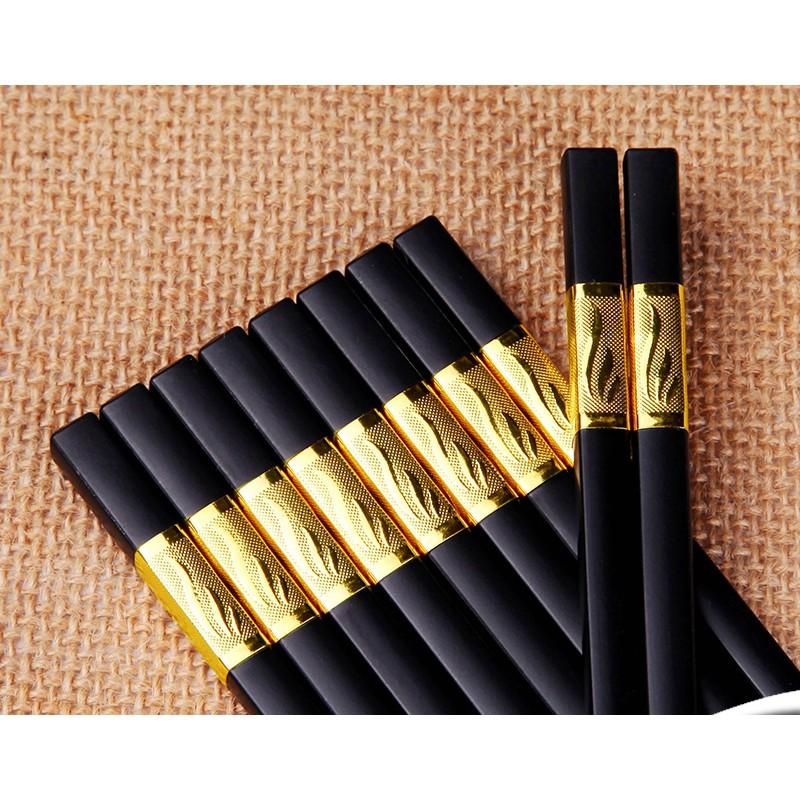 Combo 10 đôi đũa hợp kim đầu bọc vàng