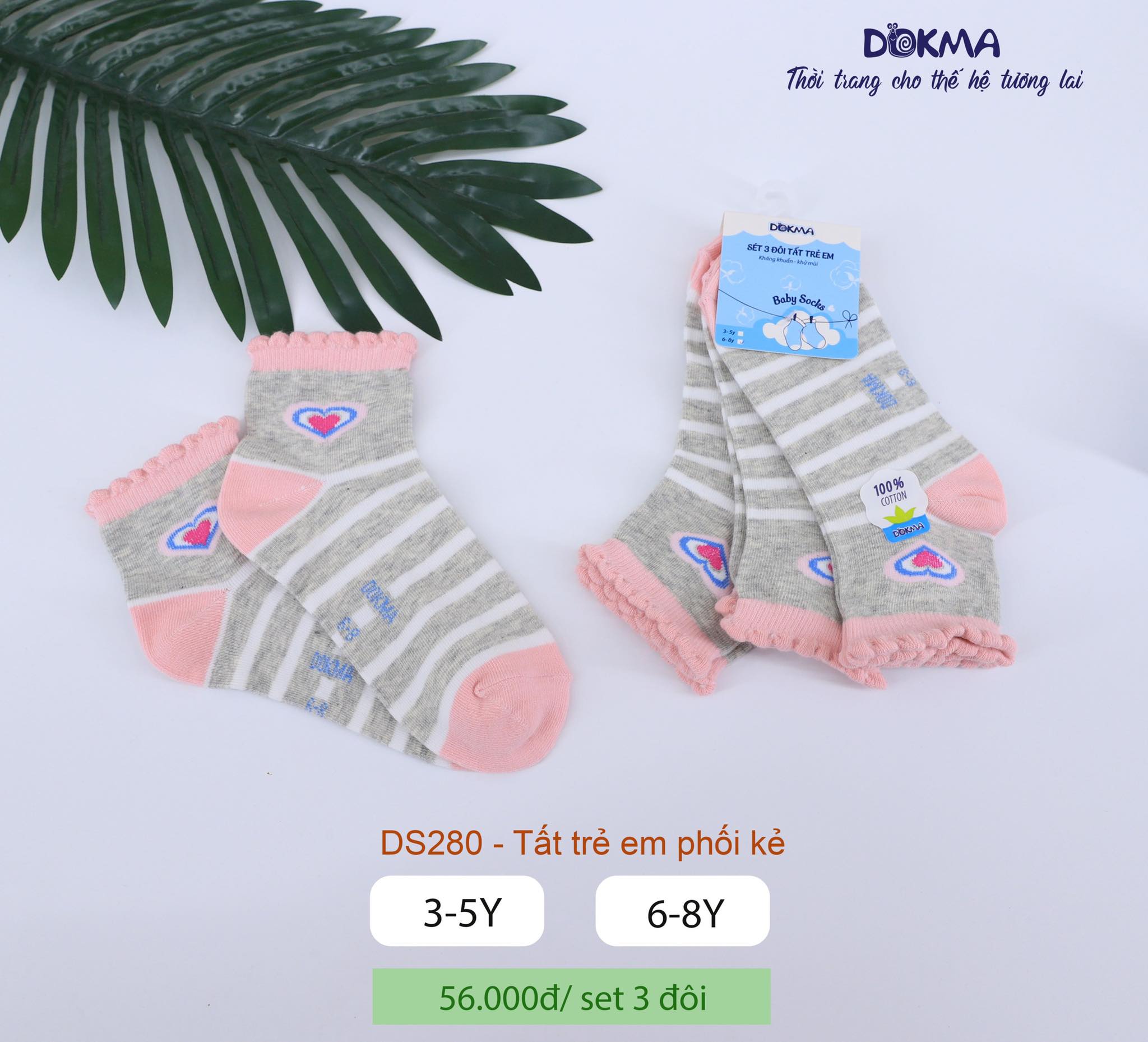 Set 3 đôi tất trẻ em phối kẻ DS280 Dokma