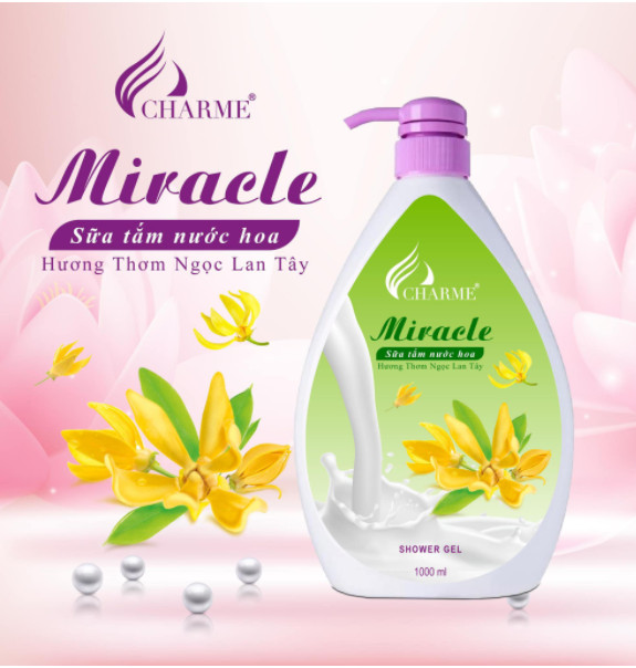 Sữa tắm dưỡng trắng da Miracle 1000ml - Hương Ngọc Lan Tây