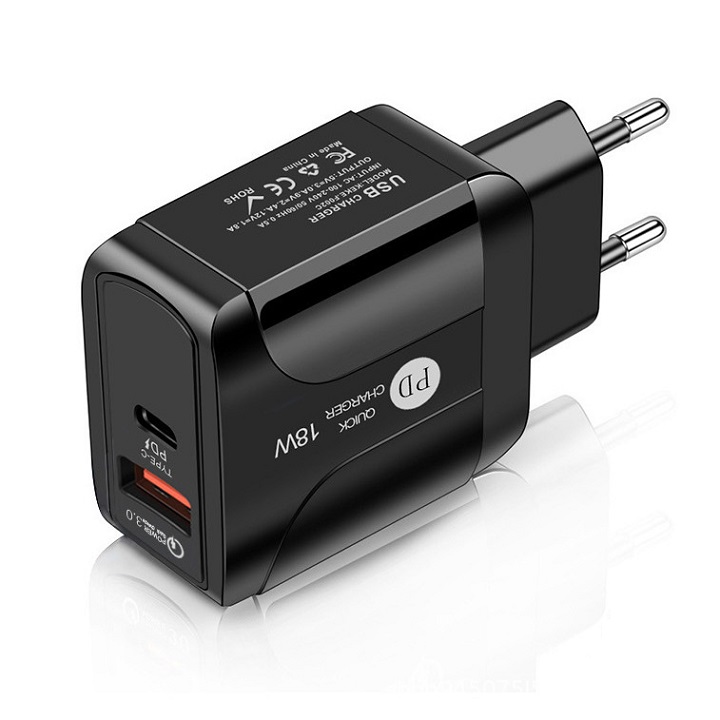 Củ sạc nhanh Usb Qc3.0 cho iphone và các máy androi hỗ trợ 2 cổng USB và Type C