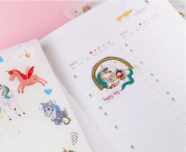 Bộ 6 Tấm Sticker Dán Trang Trí - Unicorn