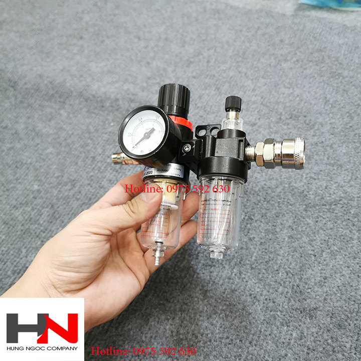 Bộ lọc đôi tách nước và dầu máy nén khí có sẵn khớp nối inox