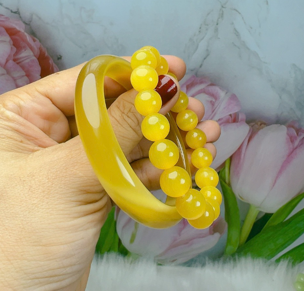 🍁 Bộ Vòng tay-chuỗi đá nữ đá mắt mèo vàng tuyệt đẹp,đủ size