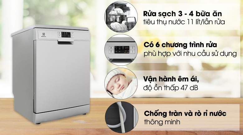 [HÀNG CHÍNH HÃNG]Máy rửa chén độc lập Electrolux ESF5512LOX