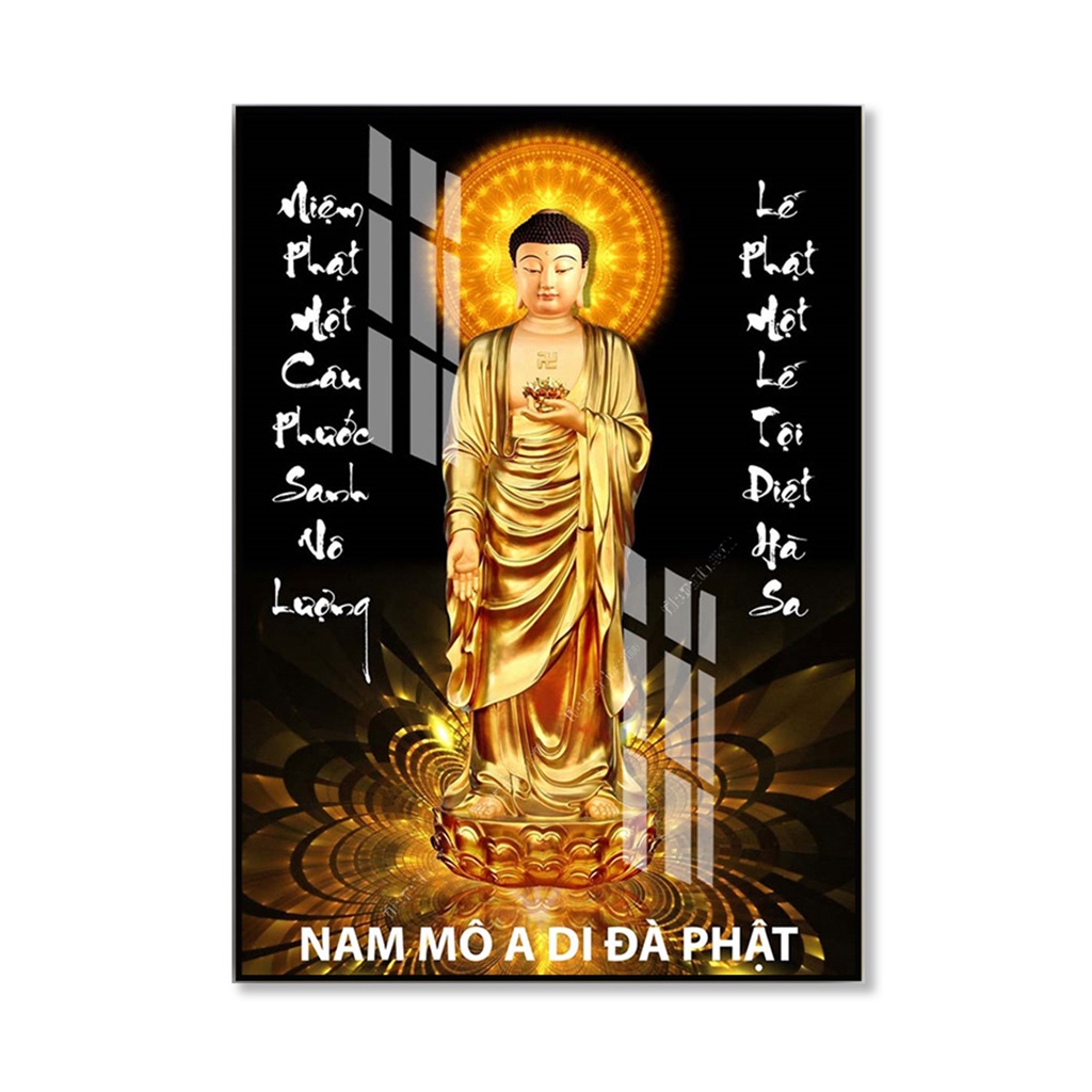 Tranh Treo Tường Gỗ Tráng Gương 3D Phật Giáo: Phật Thích Ca, Bồ ...