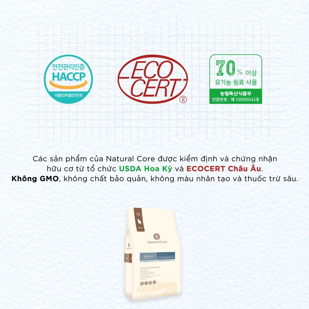 Hạt hữu cơ cho Mèo con Natural Core Bene C1, gói 400g
