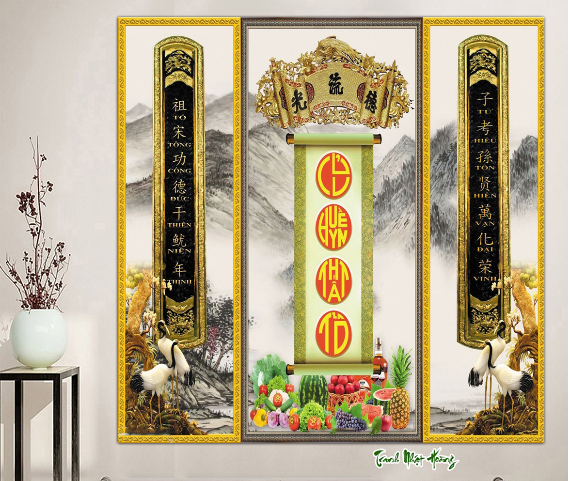 Tranh 3D dán tường phòng thờ