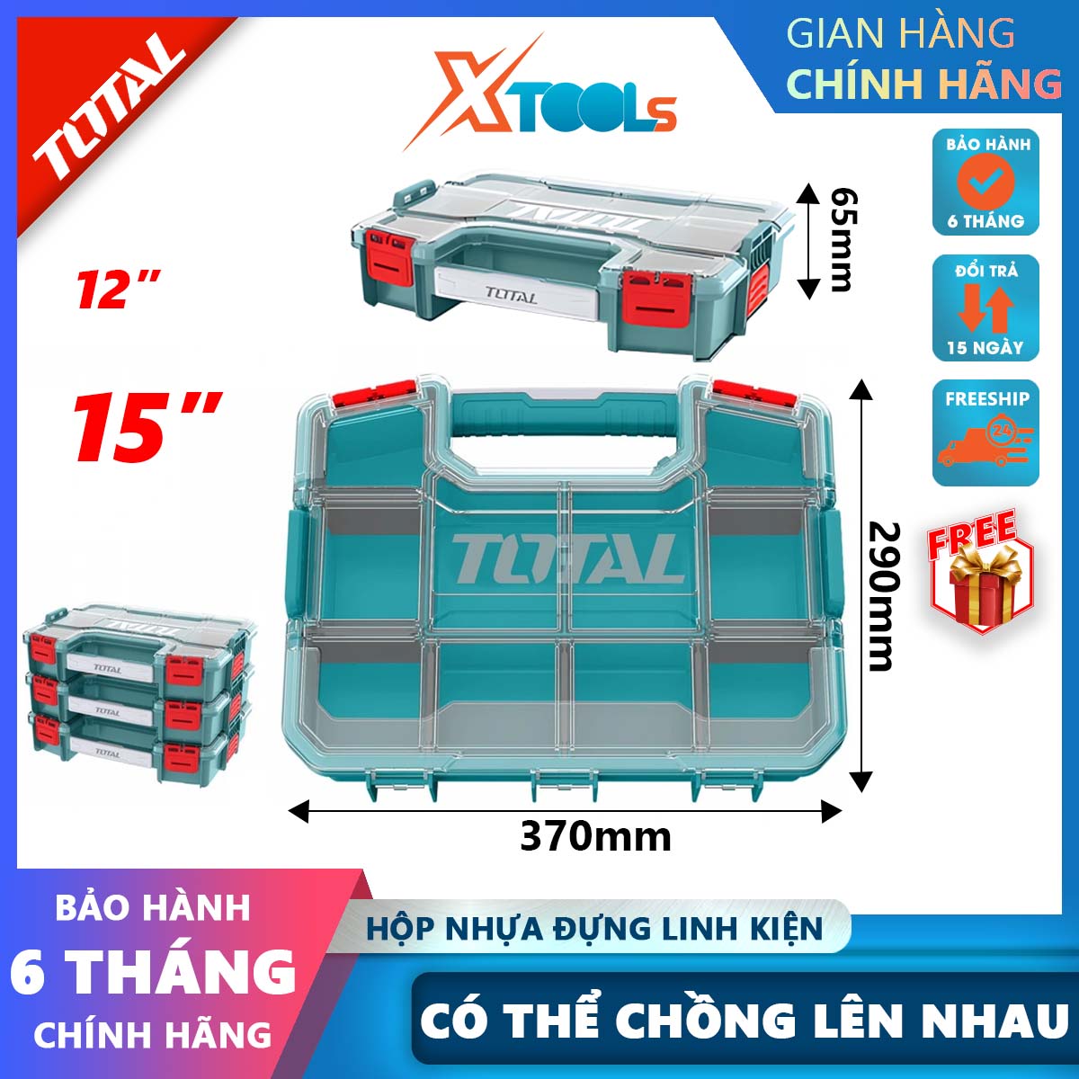 Total thktv02 plastic tool box 340x250x60mm stackable tool box pp XTools plastic storage box assembly