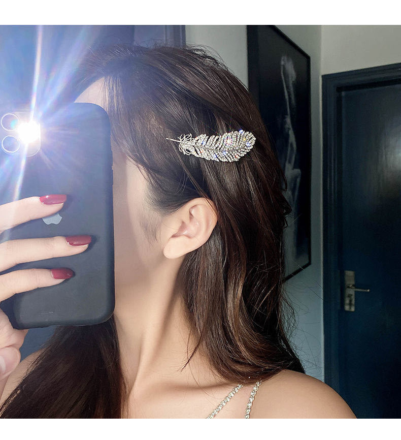 [Hot&Hiếm] 1 kẹp tóc nữ lông vũ đính đá siêu xinh lấp lánh
