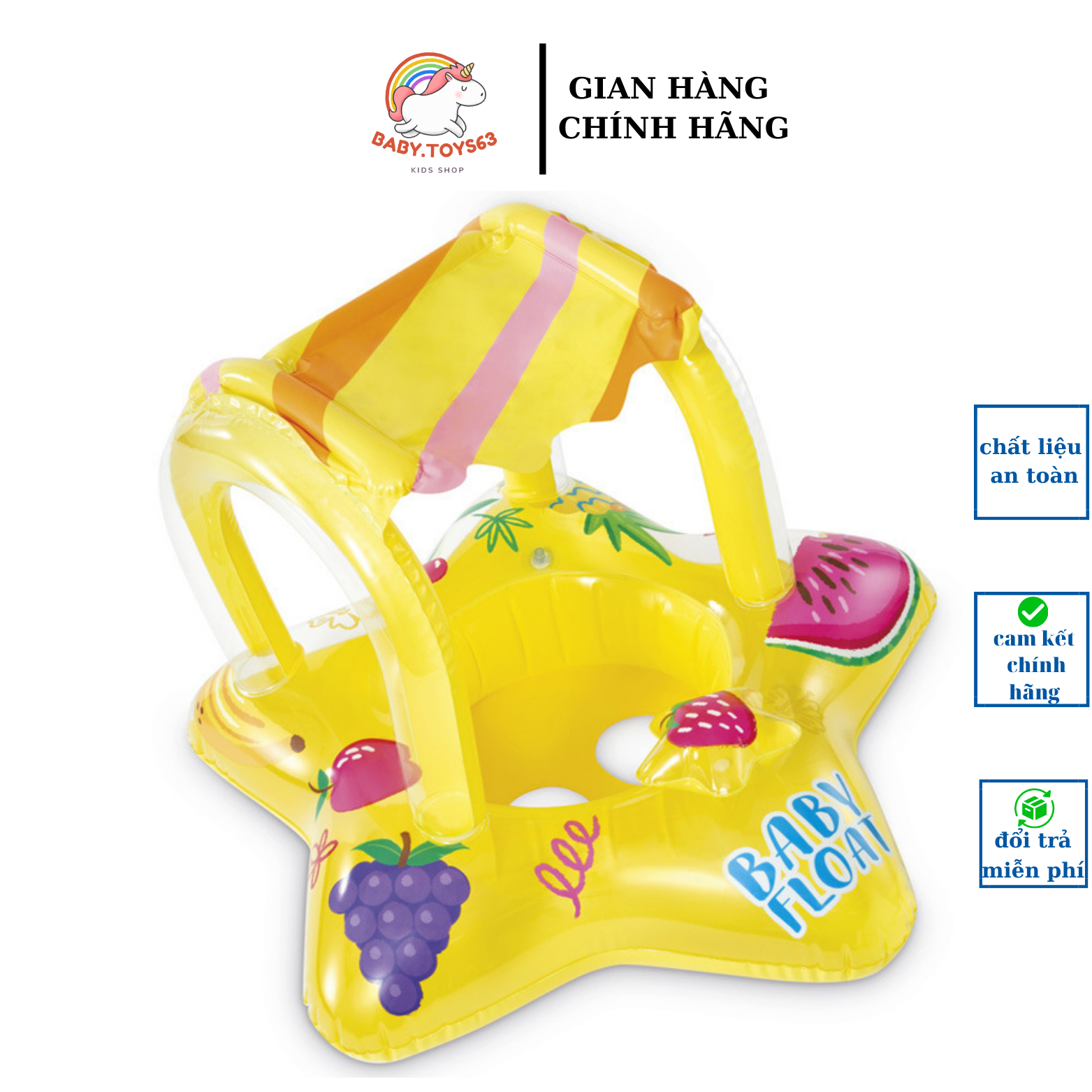 Phao bơi cho bé có mái che phao xỏ chân cho bé chính hãng an toàn đẹp mã 56573