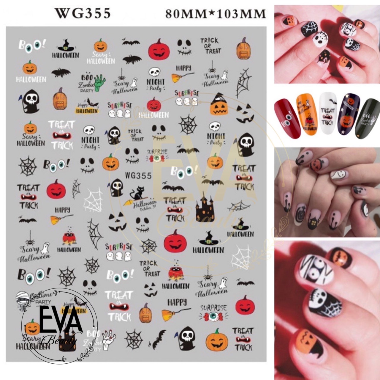 Decal dán móng tay 3d nail sticker hoạ tiết lễ hội ma quỷ halloween wg355