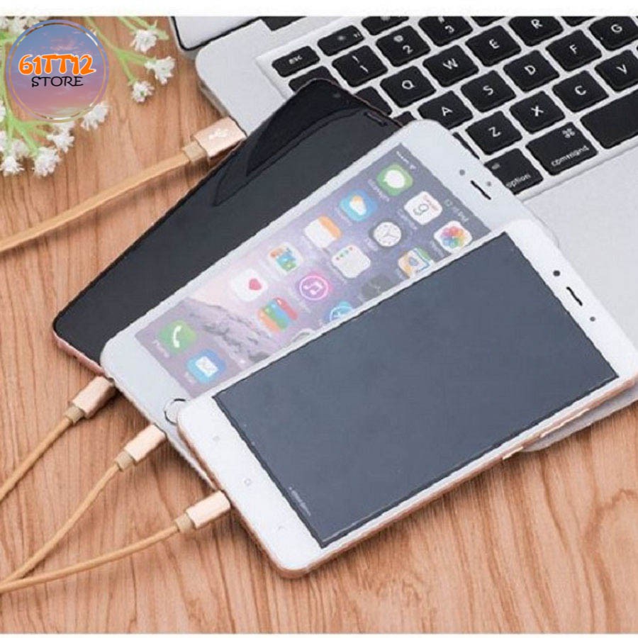 Cáp Sạc Điện Thoại Dây Kéo Cuộn Tròn 3 Đầu Lightning, TypeC, Micro USB