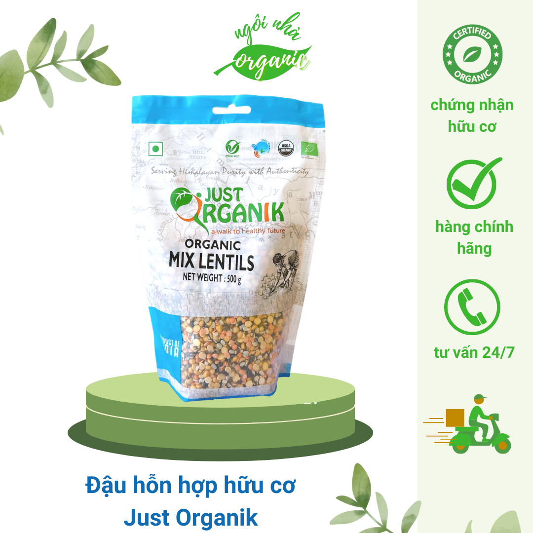 Hỗn hợp đậu hữu cơ Just Organik 500g- Organic Mix Lentils