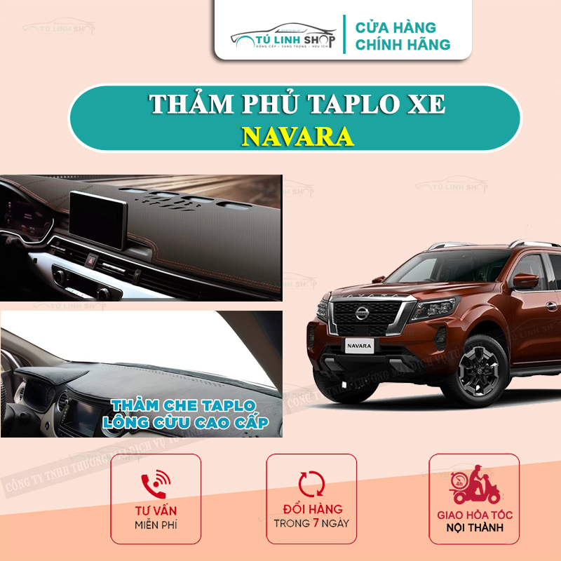 Thảm taplo Nissan Navara chính hãng MINCAR hoặc bằng lông Cừu 3 lớp và Da Cacbon